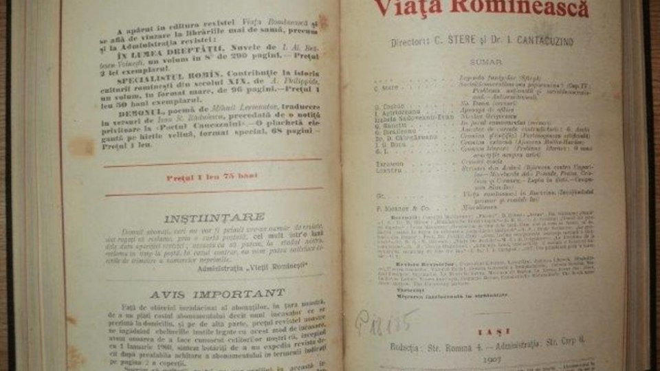 Născut în România - Revista "Viaţa Românească" este una dintre cele mai vechi şi mai longevive reviste de cultură din România