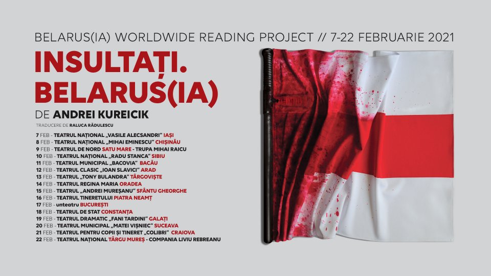 INSULTAȚI BELARUS(IA) spectacole-lectură, acțiune de solidaritate a teatrelor din România cu artiștii din Belarus