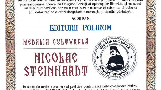 Medalia Culturală Nicolae Steinhardt, acordată Editurii Polirom