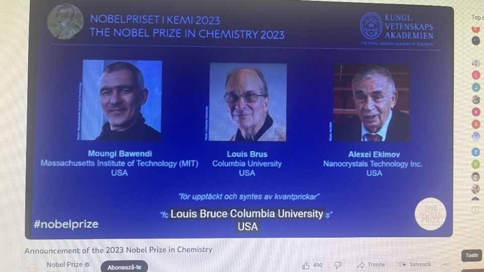Știința 360 - 4 octombrie 2023 - Moungi G. Bawendi, Louis E. Brus şi Alexei I. Ekimov -  laureații premiului Nobel pentru Chimie 2023