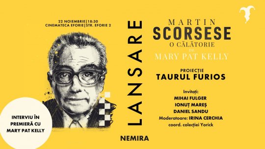 Editura Nemira prezintă volumul „Martin Scorsese: O călătorie” printr-un interviu în exclusivitate cu autoarea și proiecția filmului Taurul Fioros la Cinemateca Eforie