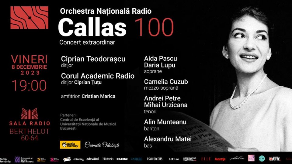 „Callas 100”: Concert de gală la Sala Radio