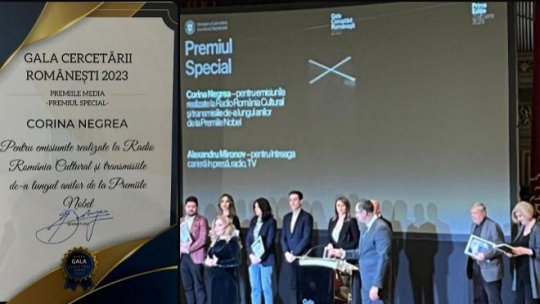 Jurnalista Corina Negrea de la Radio România Cultural a fost premiată la Gala Cercetării Românești 2023