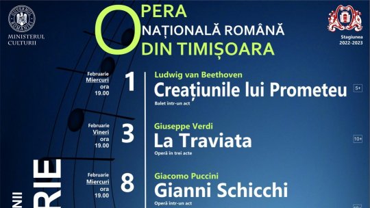 Spectacole la Opera Naţională Română din Timisoara în luna februarie 2023