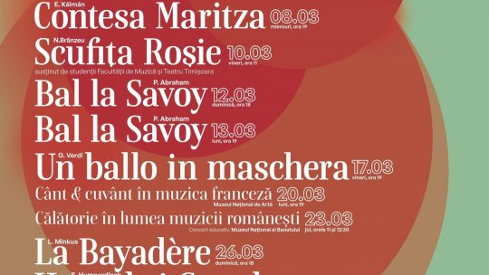 Spectacole la Opera Națională Română din Timișoara în luna martie 2023