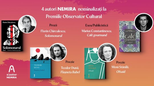 Patru autori Nemira nominalizați la Premiile Observator cultural 2023