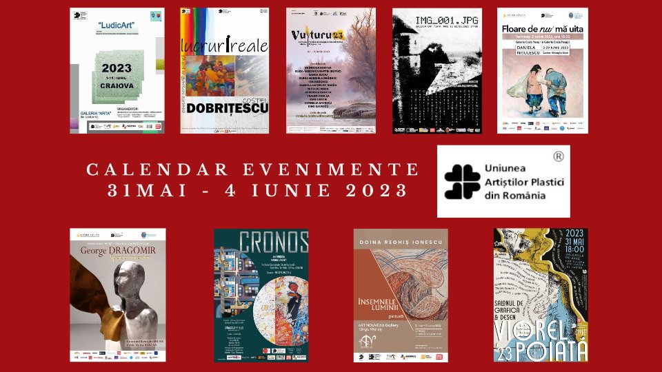 Uniunea Artiștilor Plastici din România vă recomandă noi expoziții care se vor deschide în perioada 31 mai – 4 iunie 2023