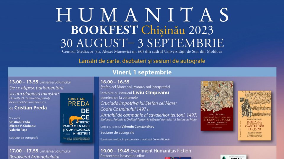 Humanitas, Humanitas Fiction și Humanitas Junior la Bookfest Chișinău, 30 august–3 septembrie