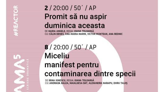 Spectacole-lectură în septembrie la Reactor