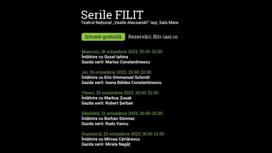 Rezervă-ți locul la Serile FILIT! Intrarea la toate evenimentele este gratuită