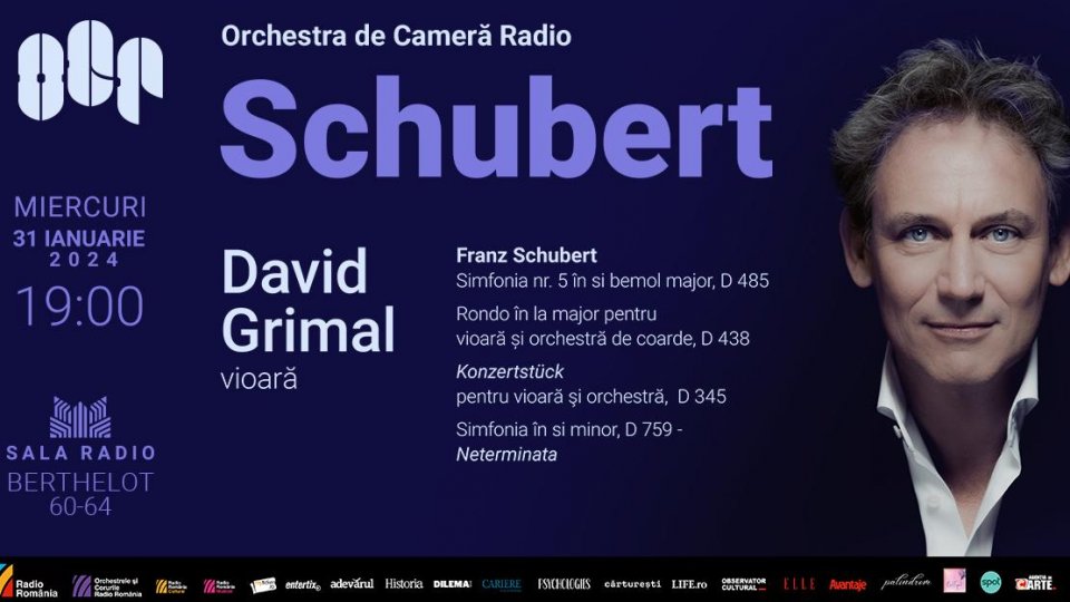 Celebrul violonist francez DAVID GRIMAL - concert integral SCHUBERT la Sala Radio