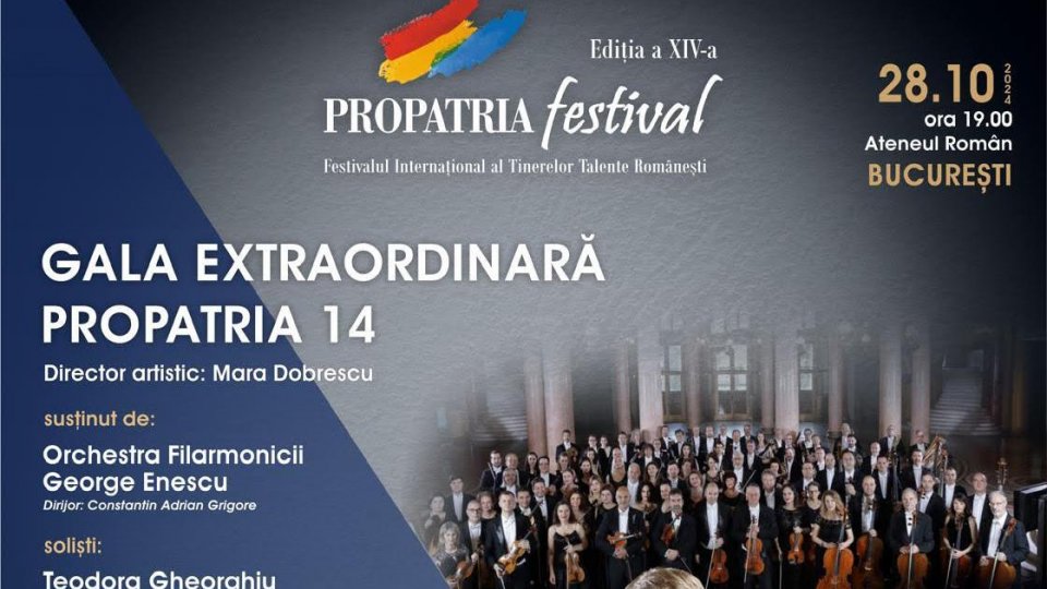 Festivalul Internațional ProPatria -  Tinere Talente Românești - 14 își încheie călătoria la Ateneul Român cu un concert de gală susținut de soprana Teodora Gheorghiu și bas-baritonul Sorin Coliban