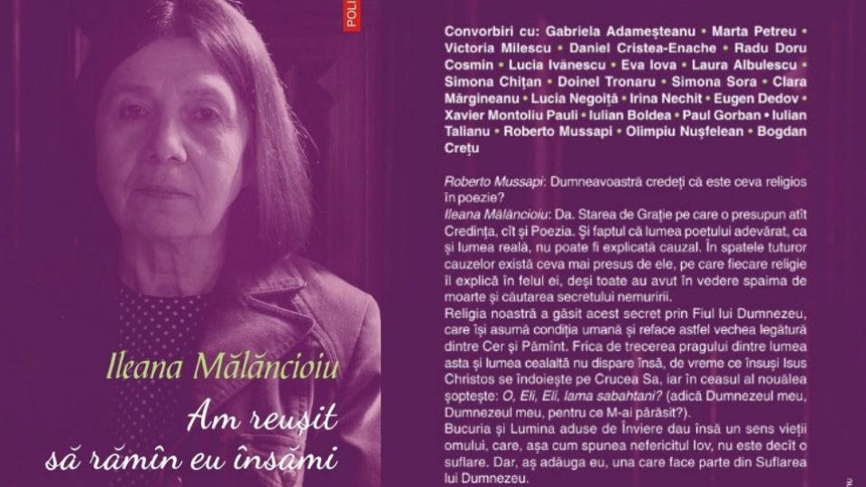 Bogdan Crețu despre volumul de interviuri "Am reușit să rămîn eu însămi". Ediție definitivă, de Ileana Mălăncioiu