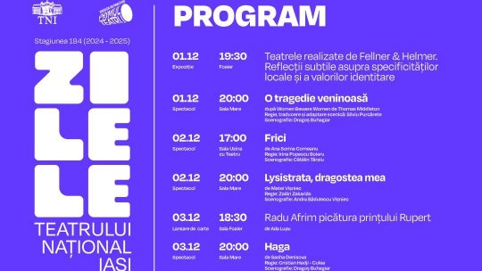 Numărătoare inversă pentru microstagiunea aniversară „Zilele Teatrului Național Iași”, ediția a II-a
