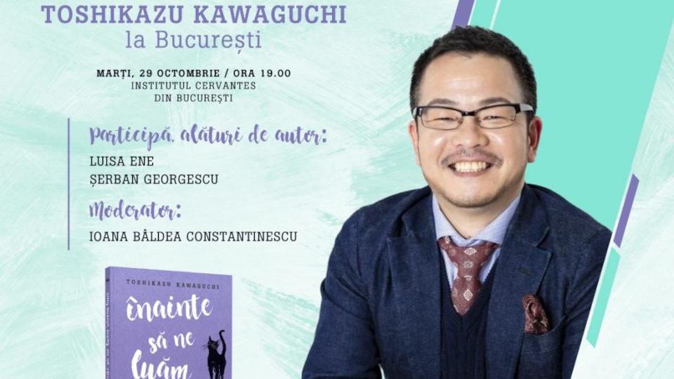 Scriitorul japonez Toshikazu Kawaguchi, autorul seriei de succes "Pînă nu se răcește cafeaua", a venit la București pentru lansarea celui de-al patrulea volum al seriei, tradus în românește la Editura Litera
