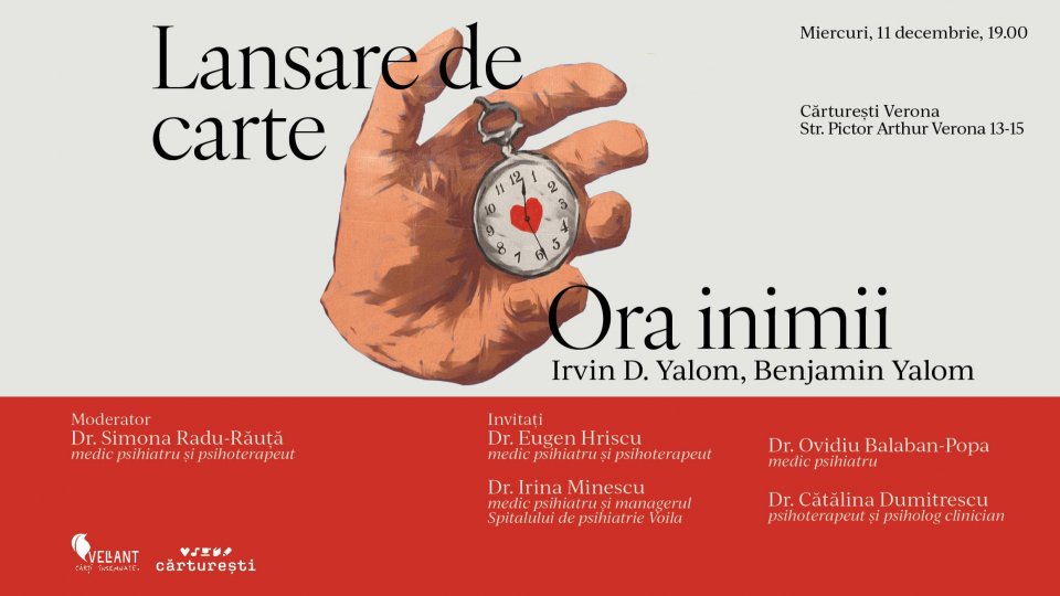 Editura Vellant vă invită miercuri, 11 decembrie, ora 19.00, la Cărturești Verona, unde are loc lansarea cărții 𝑶𝒓𝒂 𝒊𝒏𝒊𝒎𝒊𝒊, cel mai recent titlu semnat de celebrul psihoterapeut și psihiatru Irvin D. Yalom, scris împreună fiul său Benjamin Yalom