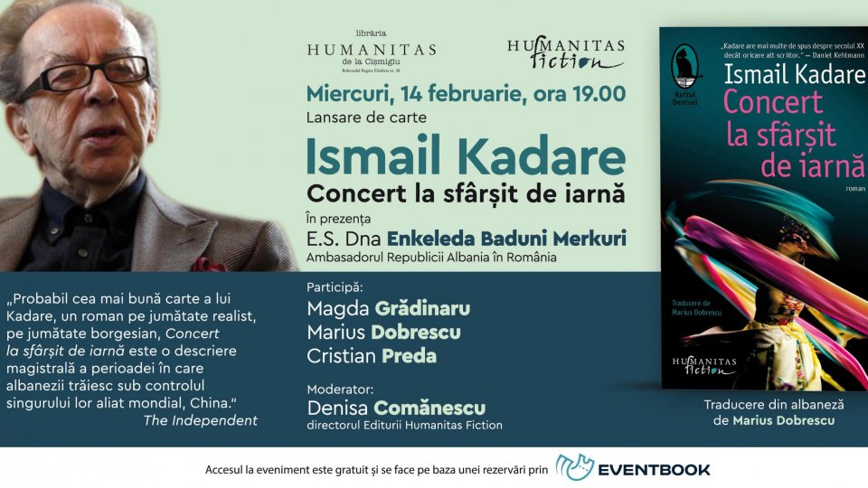 Lansarea romanului „Concert la sfârșit de iarnă“ de Ismail Kadare