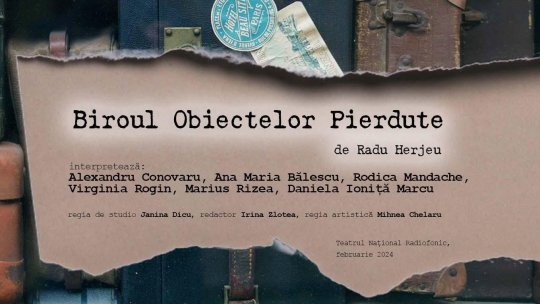 Duminică, 18 februarie, ora 17:00, la Radio România Cultural veți putea asculta în premieră absolută spectacolul radiofonic Biroul Obiectelor Pierdute | B.O.P. de Radu Herjeu, în regia artistică a lui Mihnea Chelaru