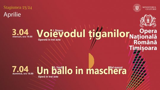 Spectacole la Opera Națională Română din Timișoara în lunile martie și aprilie 2024
