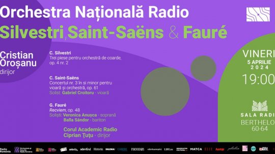 Violonistul Gabriel Croitoru cântă Saint-Saëns la Sala Radio