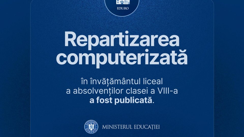 Sinteza rezultatelor înregistrate în cadrul etapei de repartizare computerizată în învăţământul liceal de stat a absolvenţilor clasei a VIII-a (an școlar 2024 - 2025)