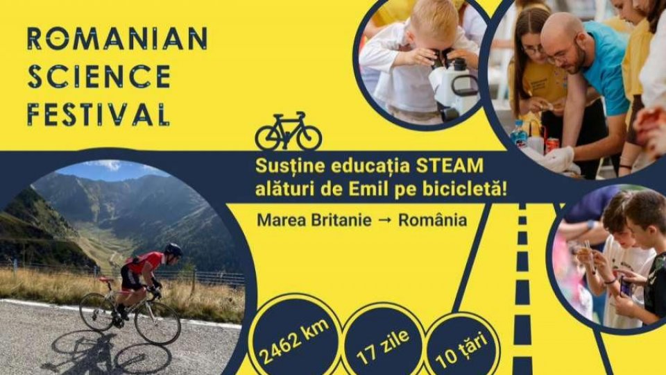 Un ciclist român traversează Europa pe bicicletă pentru a susține educația STEAM din România