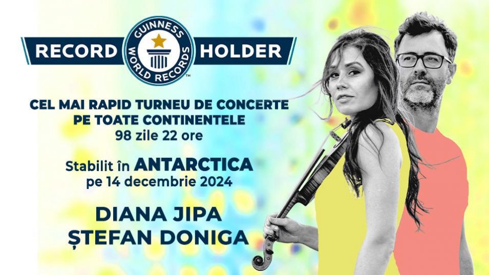 Primul record monidial pentru un proiect muzical profesionist - Guiness World Recordstm a omologat performanța violonistei Diana Jipa și a pianistului Ștefan Doniga, de a cânta pe toate continentele