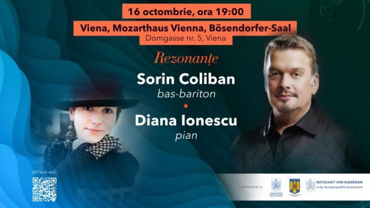Bas-baritonul Sorin Coliban şi pianista Diana Ionescu, ajung cu Turnee de poveste... pretutindeni – ediția a II-a, la casa lui Mozart de la Viena, pe 16 octombrie