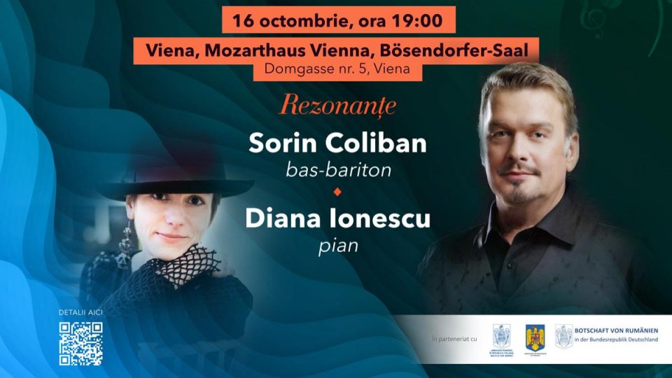 Bas-baritonul Sorin Coliban şi pianista Diana Ionescu, ajung cu Turnee de poveste... pretutindeni – ediția a II-a, la casa lui Mozart de la Viena, pe 16 octombrie