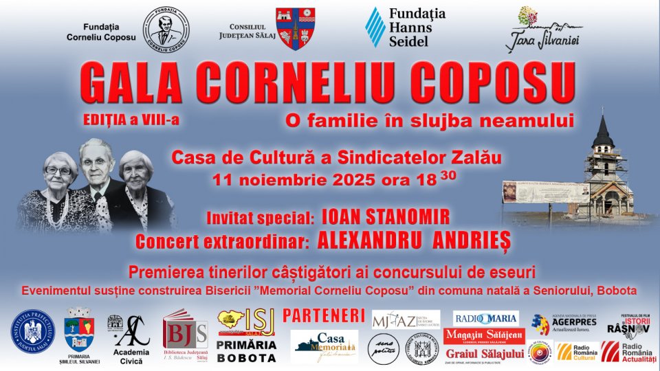 Gala Corneliu Coposu se va desfășura anul acesta, în mod simbolic, la Zalău, Bădăcin și Bobota în județul Sălaj