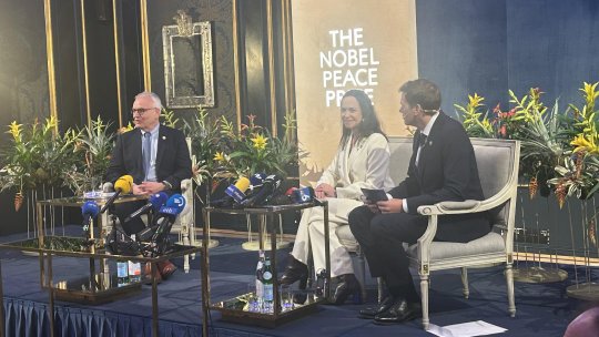 Maria Corina Machado - conferință de presă la Grand Hotel din Oslo