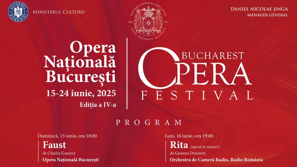 10 spectacole invitate de operă, balet, musical şi operetă la Bucharest Opera Festival, ediţia a patra,  între 15 și 24 iunie, pe scena ONB