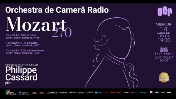O seară Mozart: Philippe Cassard și Orchestra de Cameră Radio, pe 14 ianuarie 2026, la Sala Radio