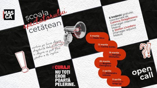 Open Call pentru spectatori activi: Școala spectatorului-cetățean la Teatrul Masca (martie-aprilie 2026)