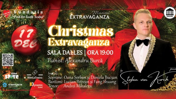 Tenorul Ştefan von Korch prezintă „Christmas Extravaganza” pe 17 decembrie, la Sala Dalles