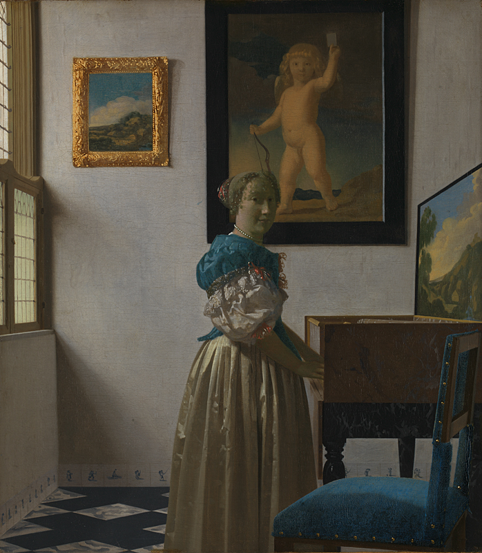 Johannes Vermeer, Tânără în faţa unui virginal, 1670-72, Colecția National Gallery Londra