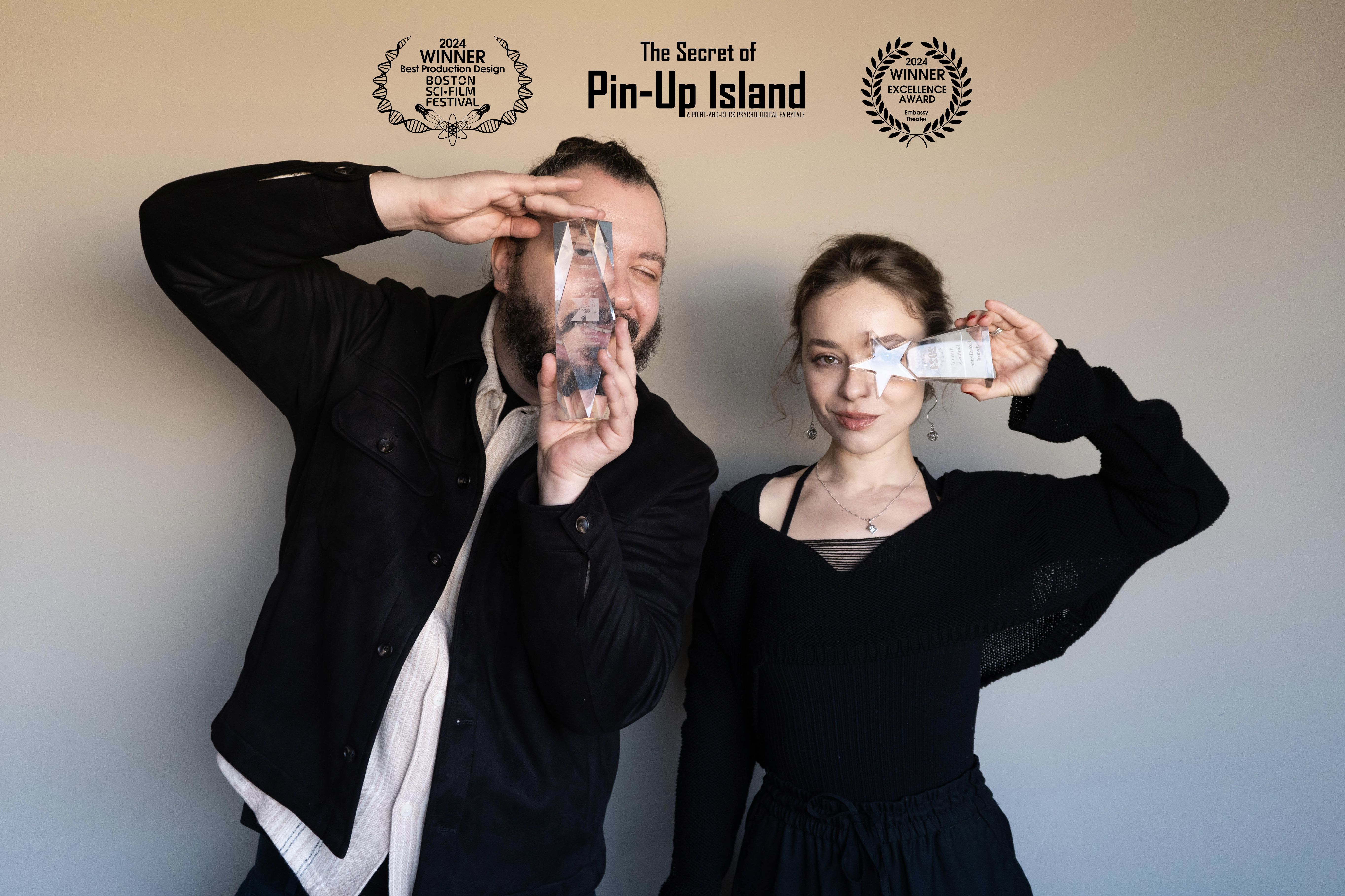 Alecs Nastoiu & Rina Gri with Boston Sci-Fi FF Award & Annual Embassy Theater Award