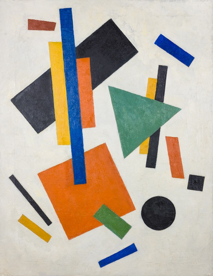 Kazimir Malevich, Suprematist Composition with a Red Square and a Green Triangle, 1915-1916
